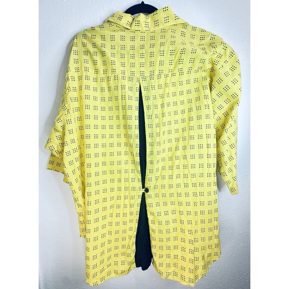 Vtg Style Plus Of California Bright Yellow Retro Button Up Size 42 - Picture 2 of 7